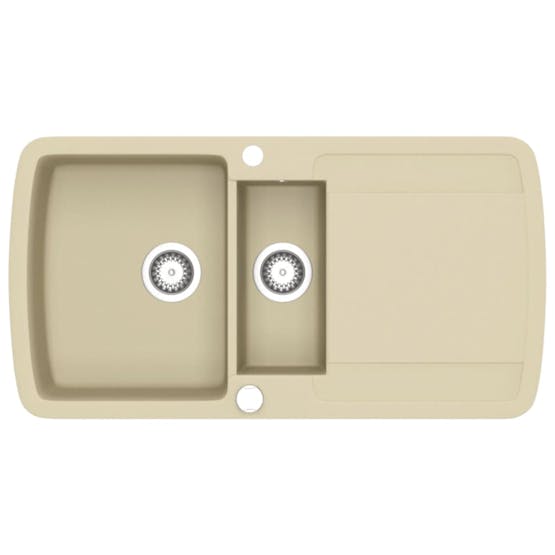 Vidaxl Granite Kitchen Sink Double Basins Beige Vidaxl Granite Kitchen Sink Double Basins Beige