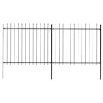 vidaXL 277630 Garden Fence With Spear Top Steel 3.4x1.5 M Black vidaXL 277630 Garden Fence With Spear Top Steel 3.4x1.5 M Black