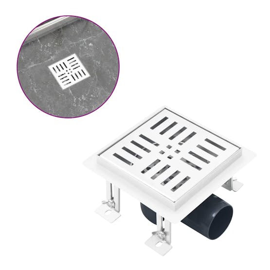 vidaXL 146001 Shower Drain Checker 15x15cm Stainless Steel vidaXL 146001 Shower Drain Checker 15x15cm Stainless Steel