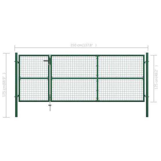 vidaXL 144306 Garden Gate Steel 350x125cm Green vidaXL 144306 Garden Gate Steel 350x125cm Green