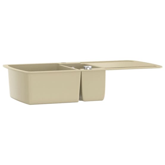 Vidaxl Granite Kitchen Sink Double Basins Beige Vidaxl Granite Kitchen Sink Double Basins Beige
