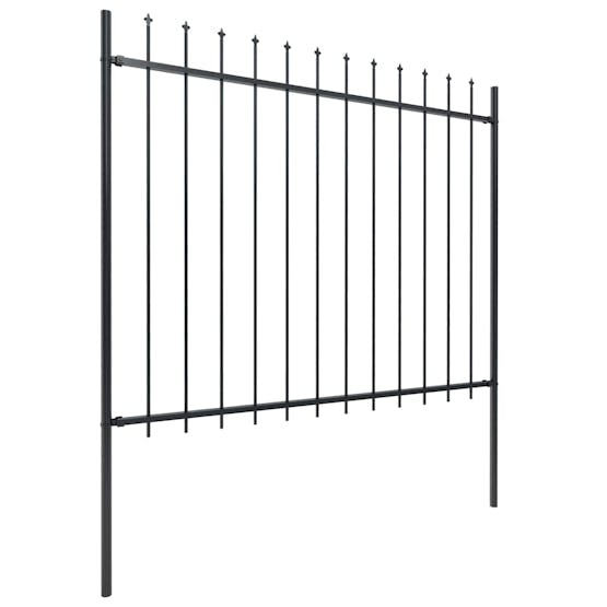 vidaXL 277637 Garden Fence With Spear Top Steel 15.3x1.5 M Black vidaXL 277637 Garden Fence With Spear Top Steel 15.3x1.5 M Black