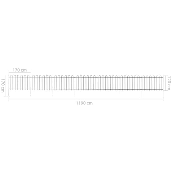 vidaXL 277671 Garden Fence With Hoop Top Steel 11.9x1.2 M Black vidaXL 277671 Garden Fence With Hoop Top Steel 11.9x1.2 M Black