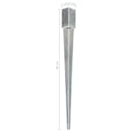 vidaXL 145406 Ground Spikes 12 Pcs Silver 7x7x90cm Galvanised Steel vidaXL 145406 Ground Spikes 12 Pcs Silver 7x7x90cm Galvanised Steel