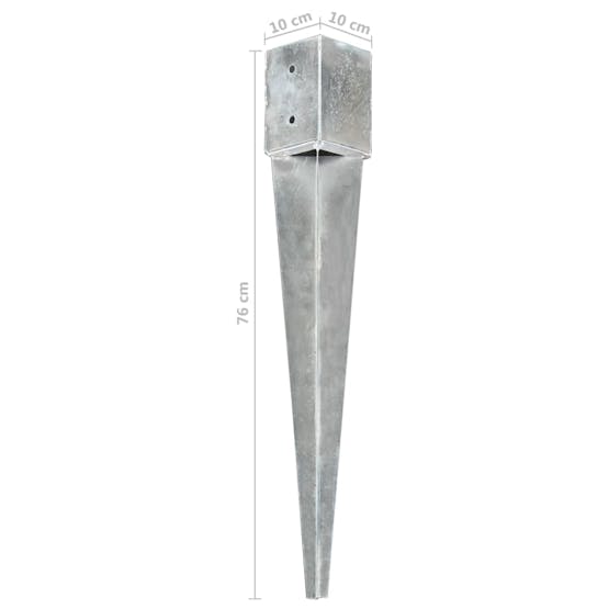 vidaXL 145419 Ground Spikes 2 Pcs Silver 10x10x76cm Galvanised Steel vidaXL 145419 Ground Spikes 2 Pcs Silver 10x10x76cm Galvanised Steel