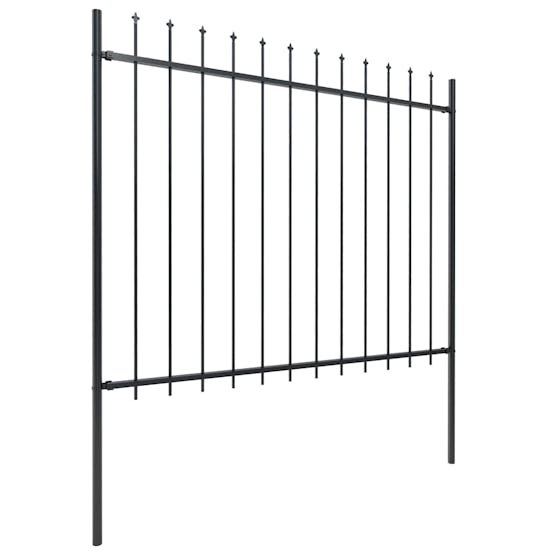 vidaXL 277636 Garden Fence With Spear Top Steel 13.6x1.5 M Black vidaXL 277636 Garden Fence With Spear Top Steel 13.6x1.5 M Black