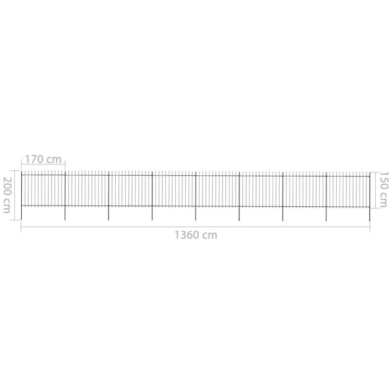 vidaXL 277636 Garden Fence With Spear Top Steel 13.6x1.5 M Black vidaXL 277636 Garden Fence With Spear Top Steel 13.6x1.5 M Black