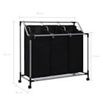 vidaXL 282426 Laundry Sorter With 3 Bags Black Steel vidaXL 282426 Laundry Sorter With 3 Bags Black Steel