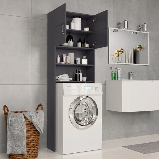 vidaXL 800029 Washing Machine Cabinet Grey 64x25.5x190cm Engineered Wood vidaXL 800029 Washing Machine Cabinet Grey 64x25.5x190cm Engineered Wood