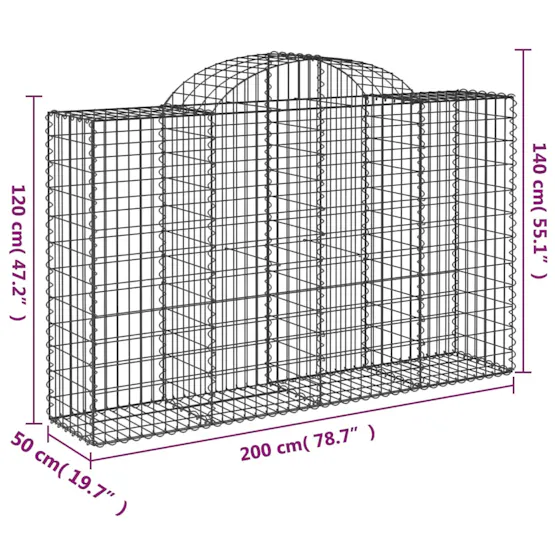 vidaXL 3146349 Arched Gabion Baskets 10 Pcs 200x50x120/140cm Galvanised Iron vidaXL 3146349 Arched Gabion Baskets 10 Pcs 200x50x120/140cm Galvanised Iron