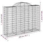 vidaXL 3146362 Arched Gabion Baskets 2 Pcs 200x50x140/160cm Galvanised Iron vidaXL 3146362 Arched Gabion Baskets 2 Pcs 200x50x140/160cm Galvanised Iron