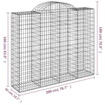 vidaXL 3146383 Arched Gabion Baskets 2 Pcs 200x50x160/180cm Galvanised Iron vidaXL 3146383 Arched Gabion Baskets 2 Pcs 200x50x160/180cm Galvanised Iron