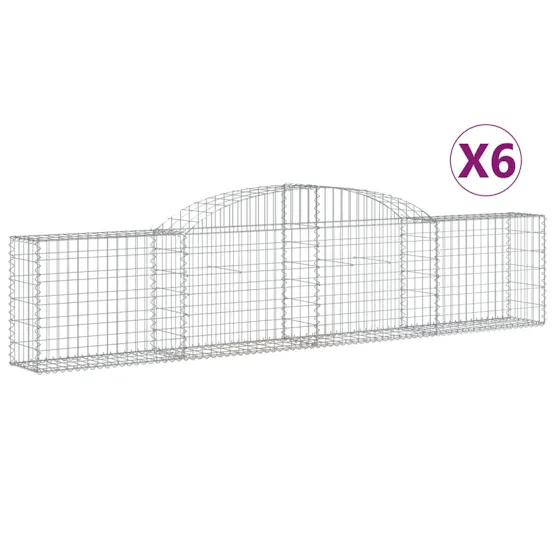 vidaXL 3146489 Arched Gabion Baskets 6 Pcs 300x30x60/80cm Galvanised Iron vidaXL 3146489 Arched Gabion Baskets 6 Pcs 300x30x60/80cm Galvanised Iron