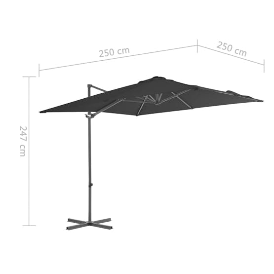 vidaXL 44626 Cantilever Umbrella With Steel Pole Anthracite 250x250cm vidaXL 44626 Cantilever Umbrella With Steel Pole Anthracite 250x250cm