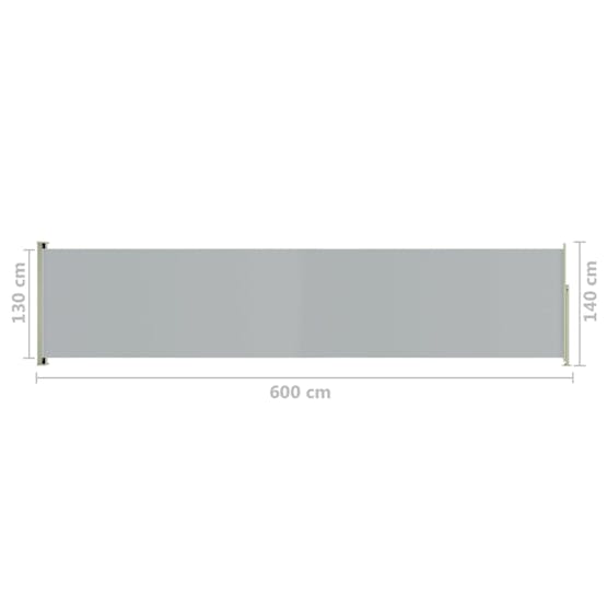 vidaXL 317956 Patio Retractable Side Awning 140x600cm Grey vidaXL 317956 Patio Retractable Side Awning 140x600cm Grey