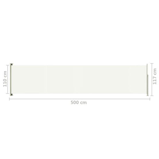 vidaXL 317911 Patio Retractable Side Awning 117x500cm Cream vidaXL 317911 Patio Retractable Side Awning 117x500cm Cream