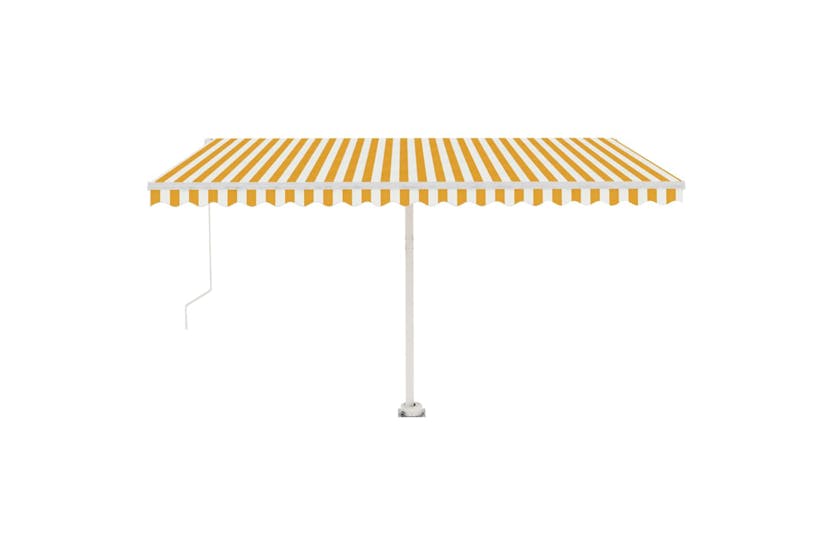 vidaXL 3069623 Manual Retractable Awning With Led 400x350cm Yellow And White vidaXL 3069623 Manual Retractable Awning With Led 400x350cm Yellow And White