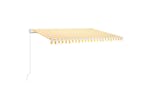 vidaXL 3068983 Manual Retractable Awning With Led 400x350cm Yellow And White vidaXL 3068983 Manual Retractable Awning With Led 400x350cm Yellow And White