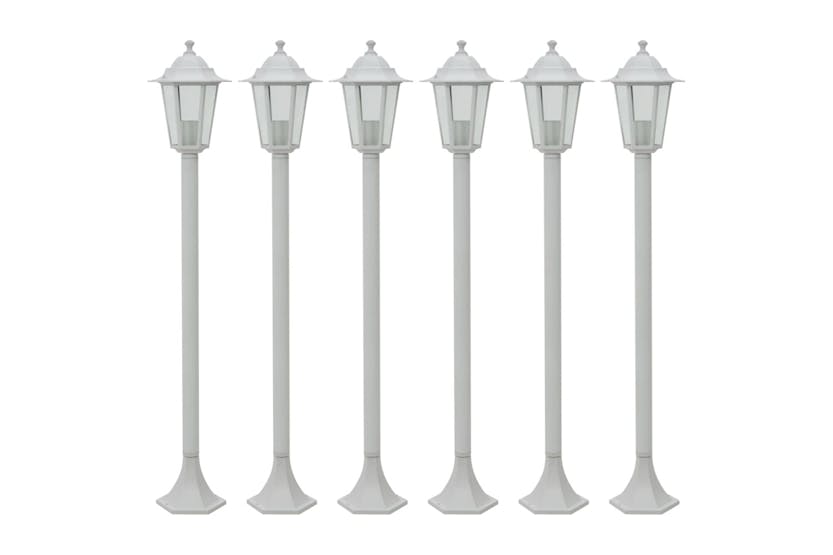 vidaXL 44215 Garden Post Lights 6 Pcs E27 110cm Aluminium White vidaXL 44215 Garden Post Lights 6 Pcs E27 110cm Aluminium White