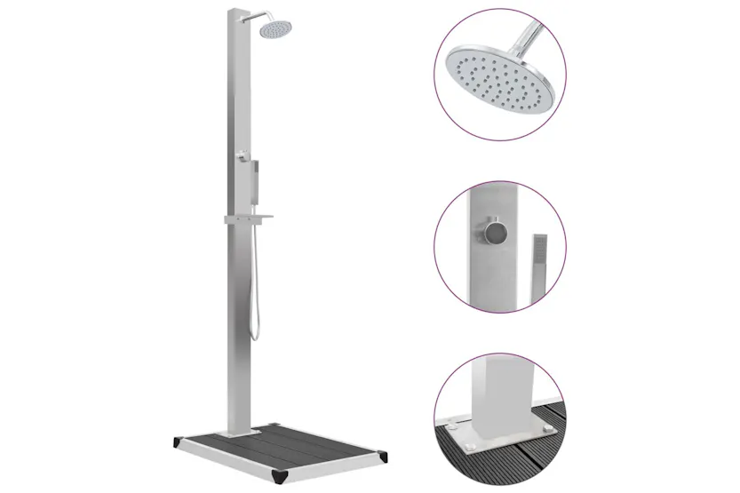 vidaXL 3051286 Outdoor Shower With Tray Wpc Stainless Steel vidaXL 3051286 Outdoor Shower With Tray Wpc Stainless Steel