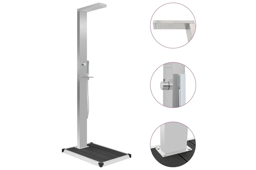 vidaXL 3051290 Outdoor Shower With Tray Wpc Stainless Steel vidaXL 3051290 Outdoor Shower With Tray Wpc Stainless Steel
