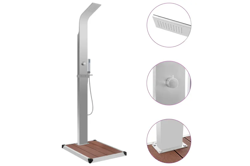 vidaXL 3051287 Outdoor Shower With Tray Wpc Stainless Steel vidaXL 3051287 Outdoor Shower With Tray Wpc Stainless Steel