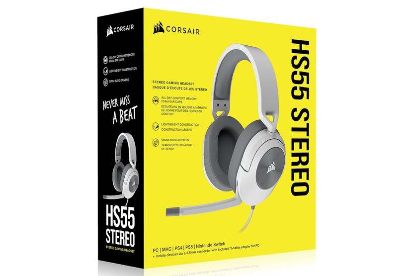 Corsair HS55 Stereo Wired Gaming Headset | White Corsair HS55 Stereo Wired Gaming Headset | White
