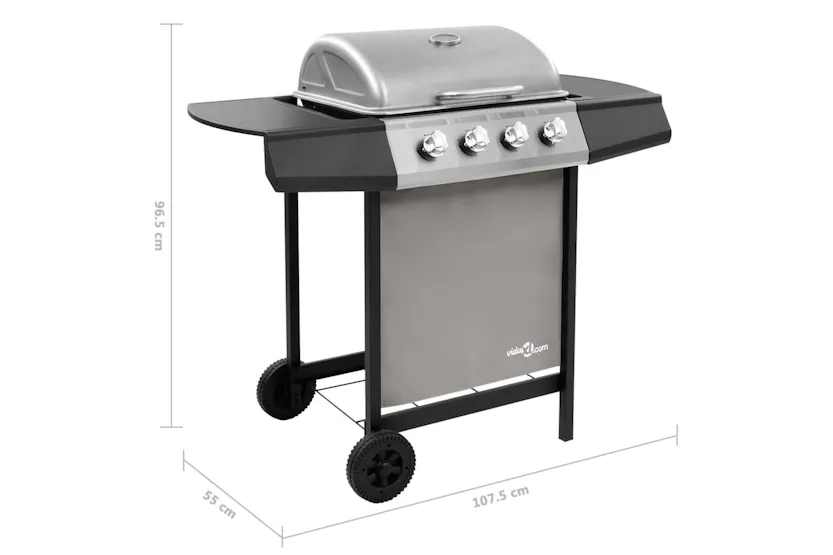 vidaXL 3053624 Gas Bbq Grill With 4 Burners Black And Silver vidaXL 3053624 Gas Bbq Grill With 4 Burners Black And Silver