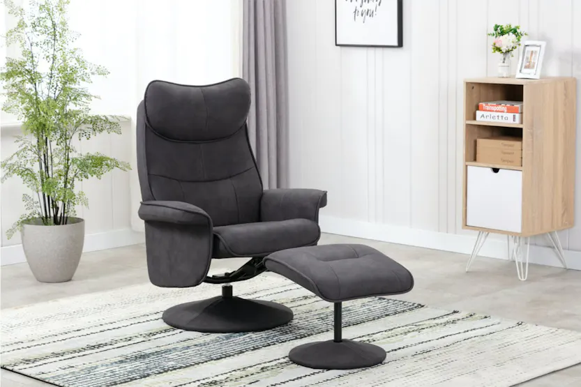 Levi Recliner with Footstool | Slate Levi Recliner with Footstool | Slate