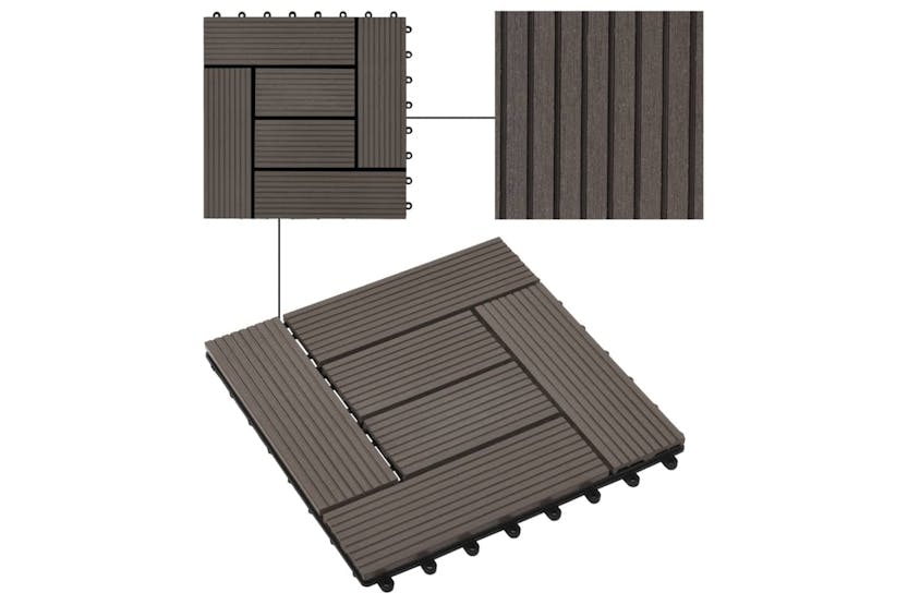 vidaXL 45028 11 Pcs Decking Tiles Wpc 30x30cm 1 Sqm Dark Br vidaXL 45028 11 Pcs Decking Tiles Wpc 30x30cm 1 Sqm Dark Br