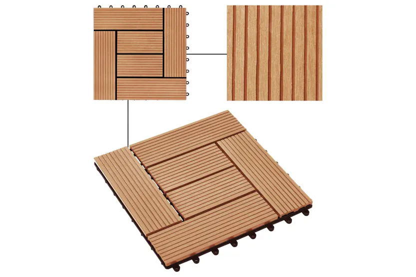 vidaXL 277804 22 Pcs Decking Tiles 30x30cm 2 Sqm Wpc Teak C vidaXL 277804 22 Pcs Decking Tiles 30x30cm 2 Sqm Wpc Teak C