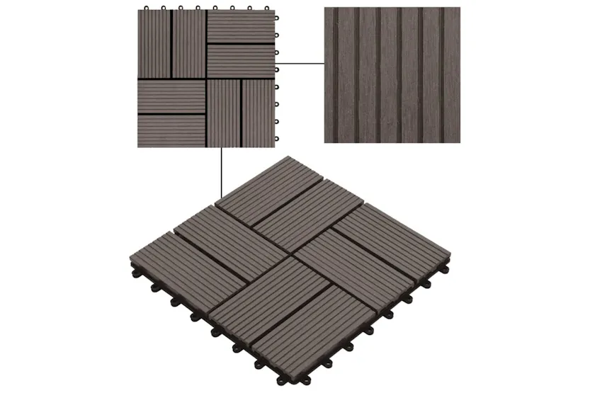 vidaXL 277810 22 Pcs Decking Tiles 30x30cm 2 Sqm Wpc Dark B vidaXL 277810 22 Pcs Decking Tiles 30x30cm 2 Sqm Wpc Dark B