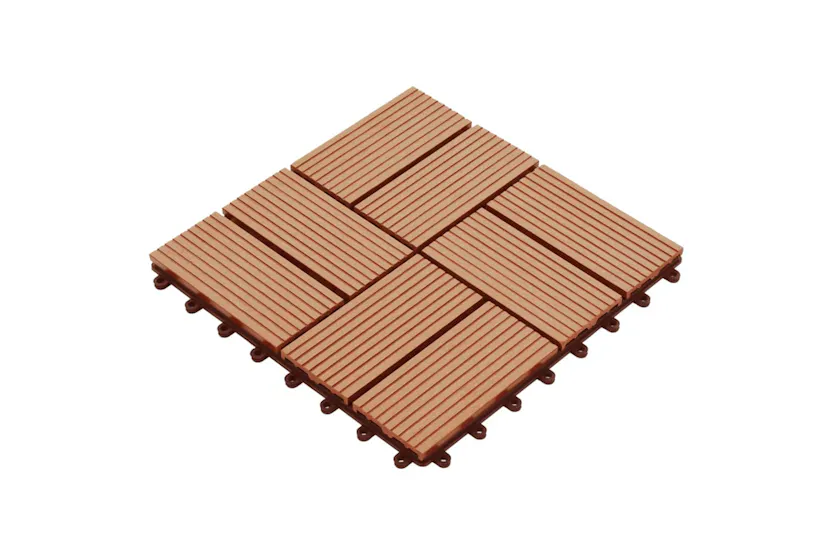 vidaXL 277809 22 Pcs Decking Tiles 30x30cm 2 Sqm Wpc Teak C vidaXL 277809 22 Pcs Decking Tiles 30x30cm 2 Sqm Wpc Teak C