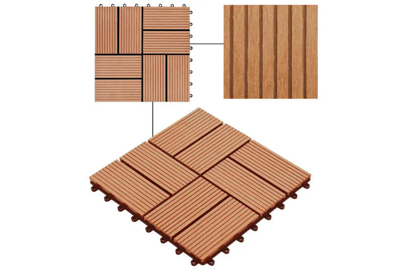 vidaXL 277809 22 Pcs Decking Tiles 30x30cm 2 Sqm Wpc Teak C vidaXL 277809 22 Pcs Decking Tiles 30x30cm 2 Sqm Wpc Teak C
