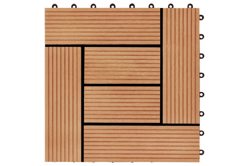 vidaXL 45027 11 Pcs Decking Tiles Wpc 30x30cm 1 Sqm Teak Co vidaXL 45027 11 Pcs Decking Tiles Wpc 30x30cm 1 Sqm Teak Co
