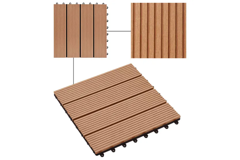 vidaXL 277801 22 Pcs Decking Tiles 30x30cm 2 Sqm Wpc Grey vidaXL 277801 22 Pcs Decking Tiles 30x30cm 2 Sqm Wpc Grey