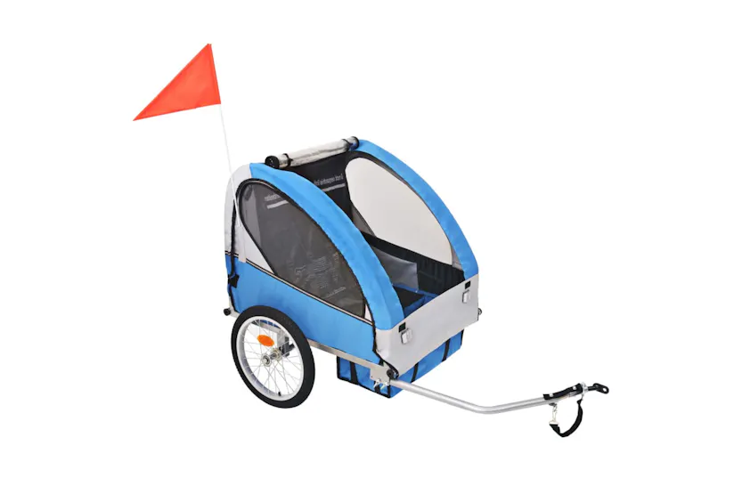 vidaXL Bike Trailer Grey And Blue 30 Kg vidaXL Bike Trailer Grey And Blue 30 Kg