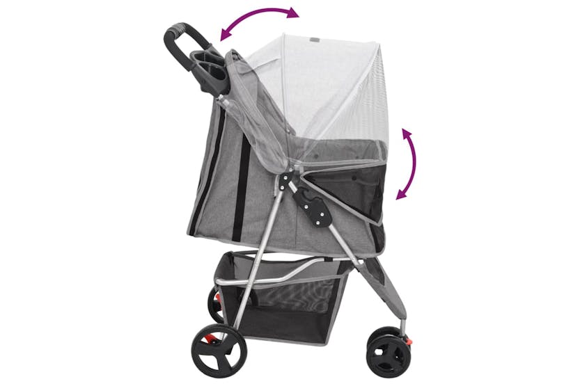 vidaXL 172197 Folding Dog Stroller Grey 80x46x98cm Oxford F vidaXL 172197 Folding Dog Stroller Grey 80x46x98cm Oxford F