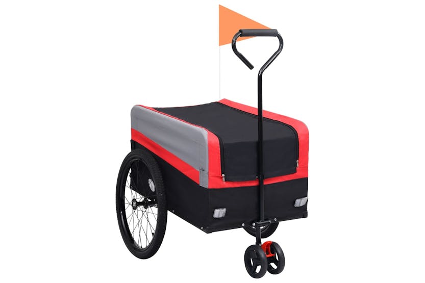 vidaXL 2-in-1 Xxl Pet Bike Trailer & Trolley Red Grey And Black vidaXL 2-in-1 Xxl Pet Bike Trailer & Trolley Red Grey And Black
