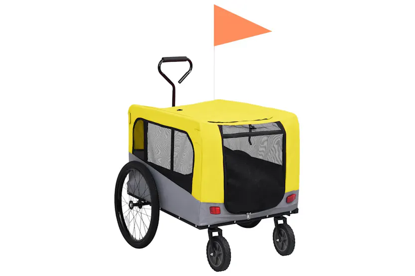 Vidaxl 2-in-1 Pet Bike Trailer & Jogging Stroller Yellow And Grey Vidaxl 2-in-1 Pet Bike Trailer & Jogging Stroller Yellow And Grey