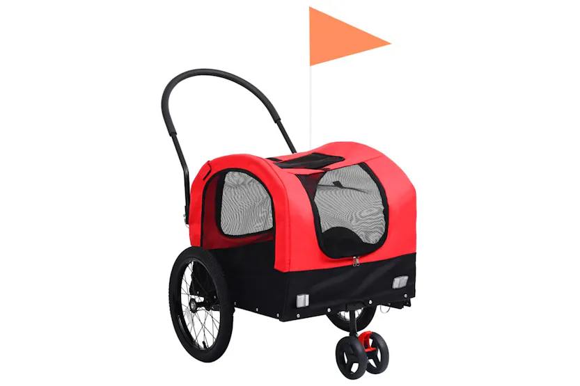 Vidaxl 2-in-1 Pet Bike Trailer & Jogging Stroller Red And Black Vidaxl 2-in-1 Pet Bike Trailer & Jogging Stroller Red And Black