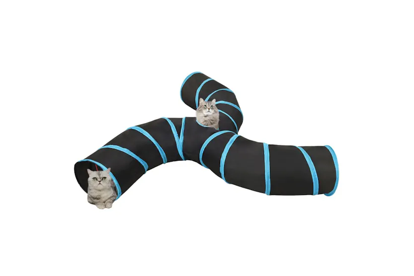 vidaXL 172186 Cat Tunnel 3-way Black And Blue 25cm Polyester vidaXL 172186 Cat Tunnel 3-way Black And Blue 25cm Polyester