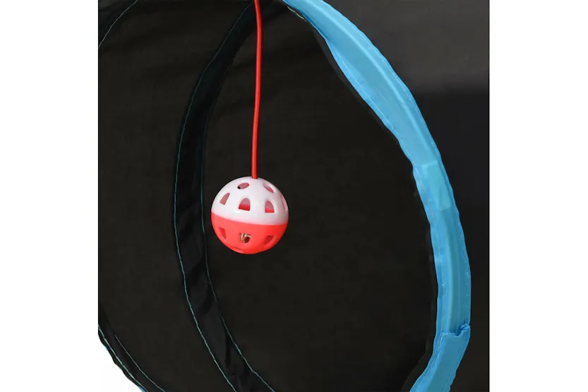 vidaXL 172183 Cat Tunnel 4-way Black And Blue 132cm Polyester vidaXL 172183 Cat Tunnel 4-way Black And Blue 132cm Polyester