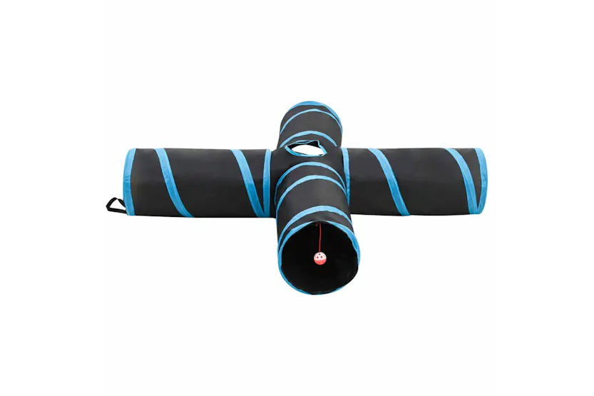 vidaXL 172183 Cat Tunnel 4-way Black And Blue 132cm Polyester vidaXL 172183 Cat Tunnel 4-way Black And Blue 132cm Polyester