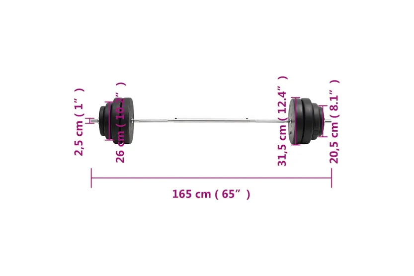 vidaXL 3145020 Barbell With Plates 60 Kg vidaXL 3145020 Barbell With Plates 60 Kg