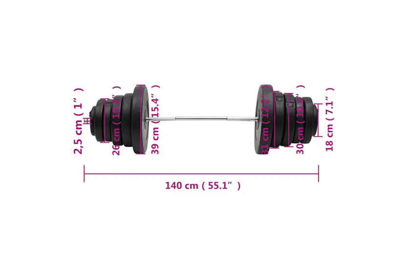 vidaXL 3145021 Barbell With Plates 90 Kg vidaXL 3145021 Barbell With Plates 90 Kg