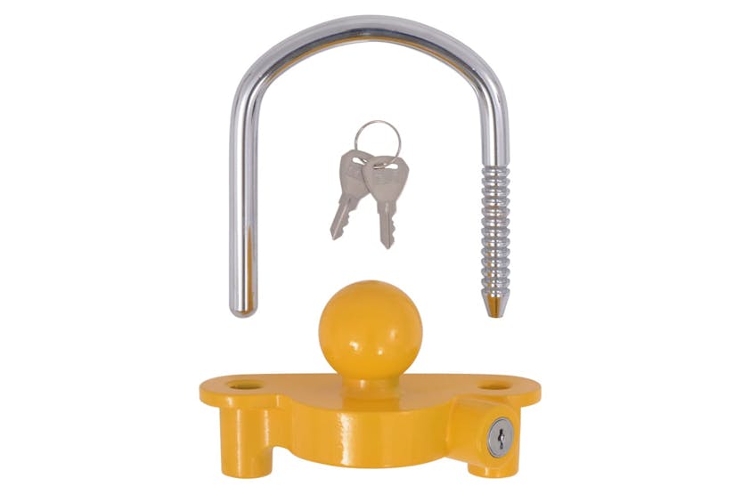 vidaXL 142675 Trailer Lock With 2 Keys Steel And Aluminium Alloy Yellow vidaXL 142675 Trailer Lock With 2 Keys Steel And Aluminium Alloy Yellow