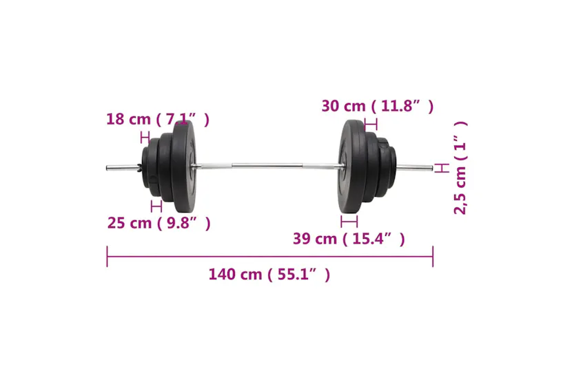 vidaXL 3145017 Barbell With Plates 60 Kg vidaXL 3145017 Barbell With Plates 60 Kg