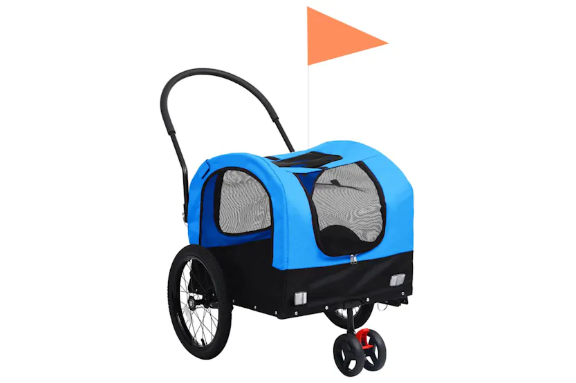 Vidaxl 2-in-1 Pet Bike Trailer & Jogging Stroller Blue And Black Vidaxl 2-in-1 Pet Bike Trailer & Jogging Stroller Blue And Black