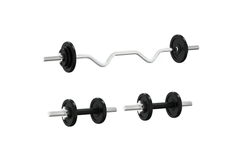 vidaXL 3145047 Barbell And Dumbbell With Plates 90 Kg Cast Iron vidaXL 3145047 Barbell And Dumbbell With Plates 90 Kg Cast Iron
